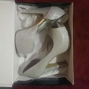 Silver glitter heels